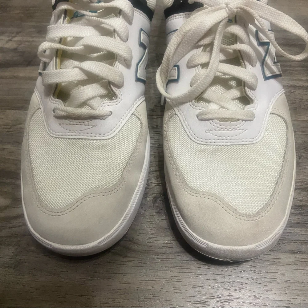 New Balance White and Teal Athletic Shoes